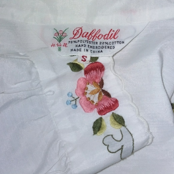 Vintage Embroidered Asian Blouse Small - Picture 7 of 8